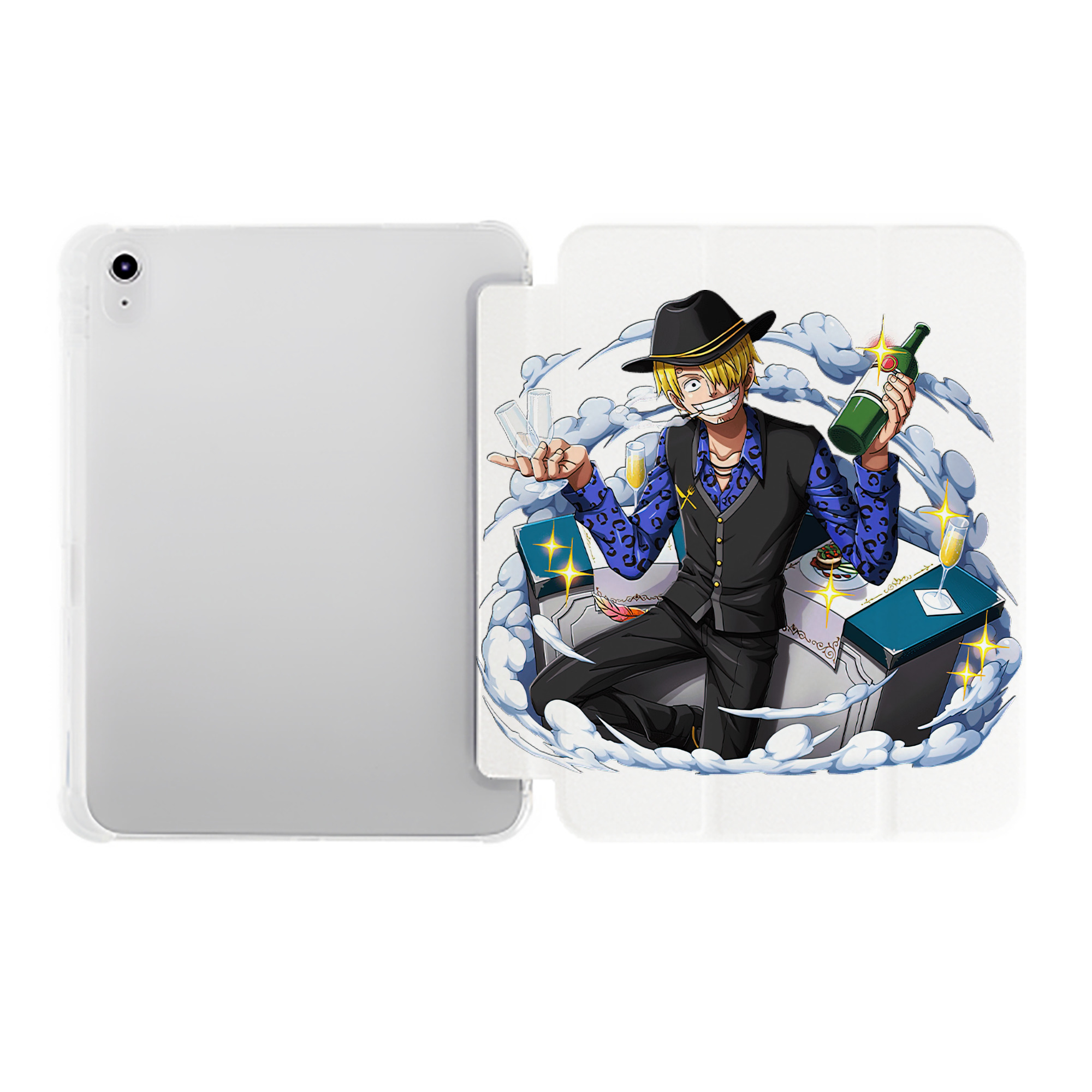 （画像用） ワンピース サンジ ONE PIECE Sanji IPad ケース ペン収納付き 三つ折りスタンド PUレザー×シリコン 対応機種9.5/10.5/10.9インチ